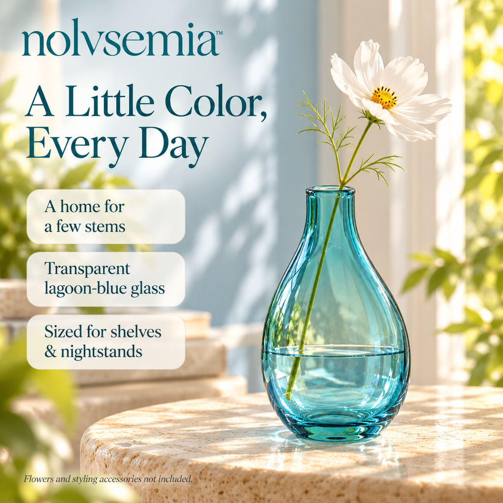 nolvsemia™ Dewdrop Colored Glass Bud Vase — Small Single-Stem Flower Vase for Shelf, Nightstand & Table Decor