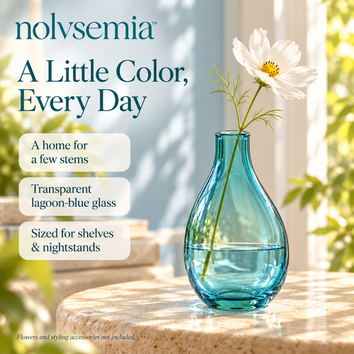 nolvsemia™ Dewdrop Colored Glass Bud Vase — Small Single-Stem Flower Vase for Shelf, Nightstand & Table Decor