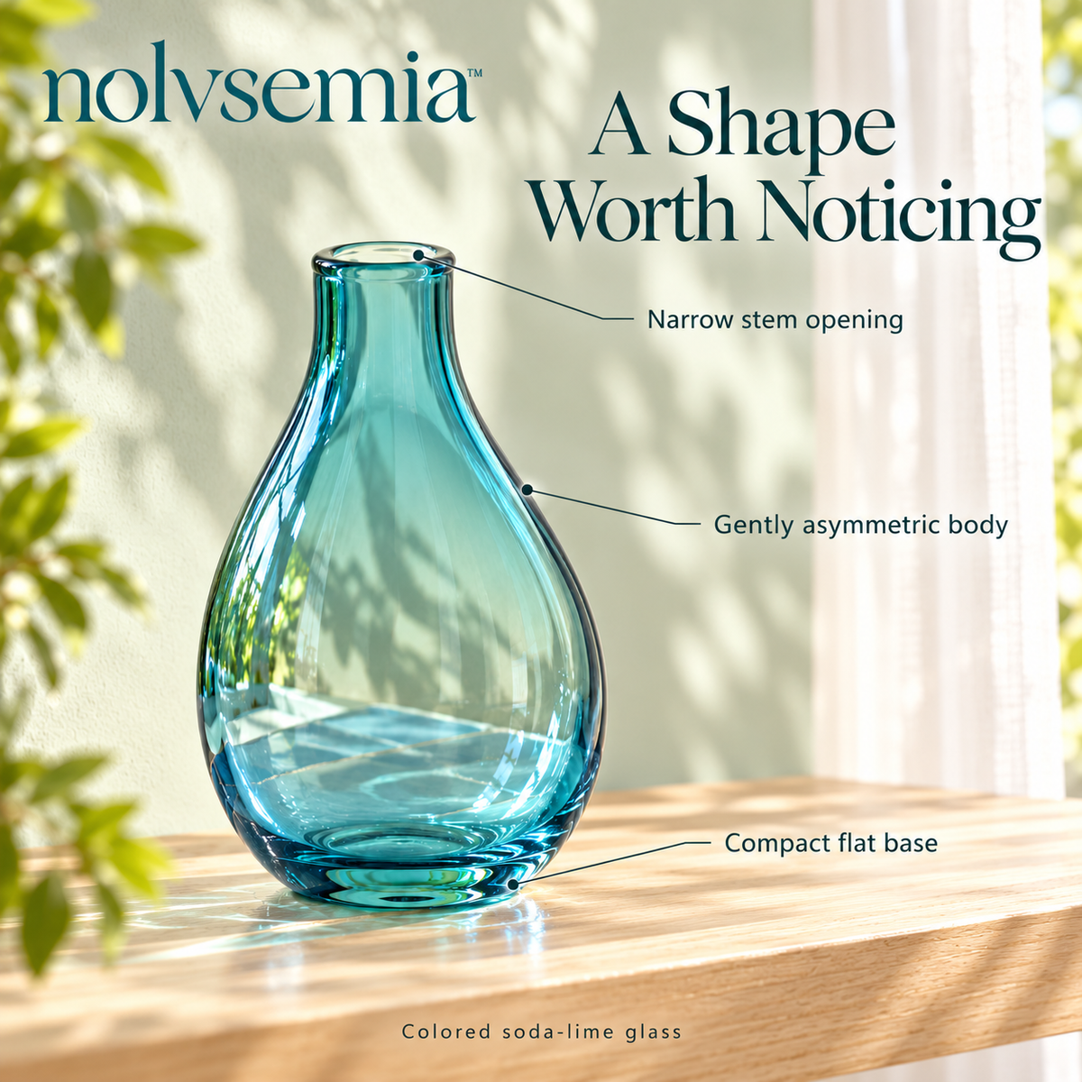 nolvsemia™ Dewdrop Colored Glass Bud Vase — Small Single-Stem Flower Vase for Shelf, Nightstand & Table Decor