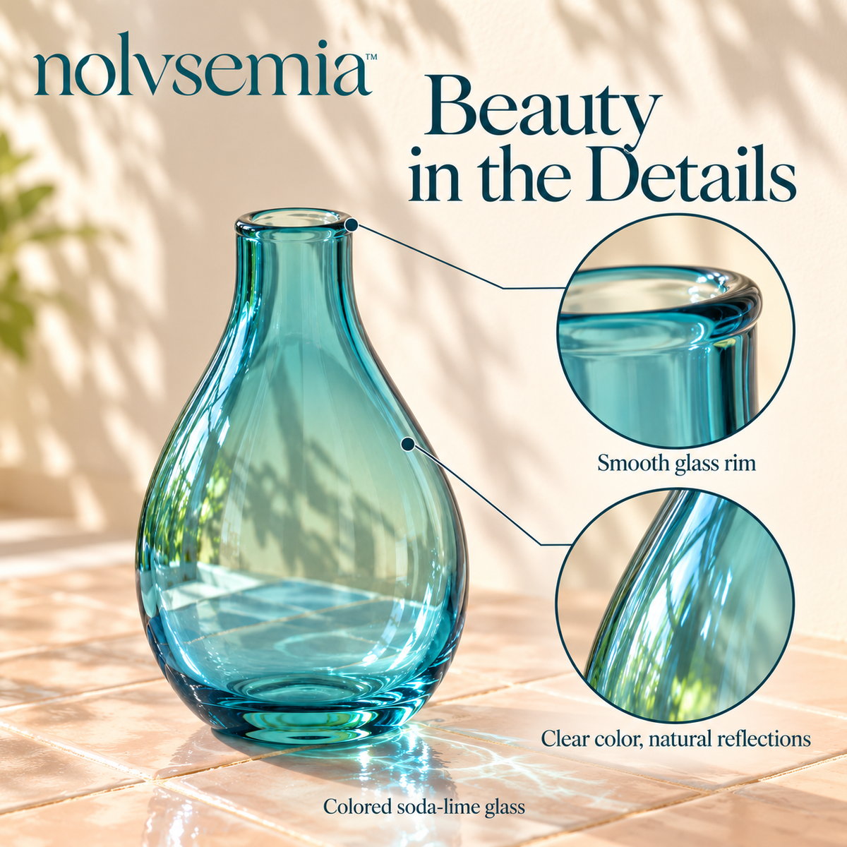nolvsemia™ Dewdrop Colored Glass Bud Vase — Small Single-Stem Flower Vase for Shelf, Nightstand & Table Decor