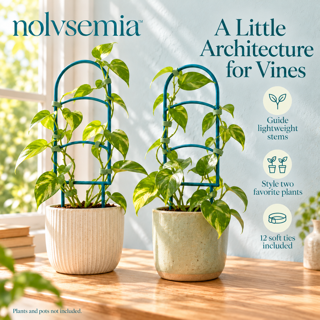 nolvsemia™ Garden Window Indoor Plant Trellis Set — 2 Decorative Metal Supports for Hoya, Pothos & Small Climbing Plants