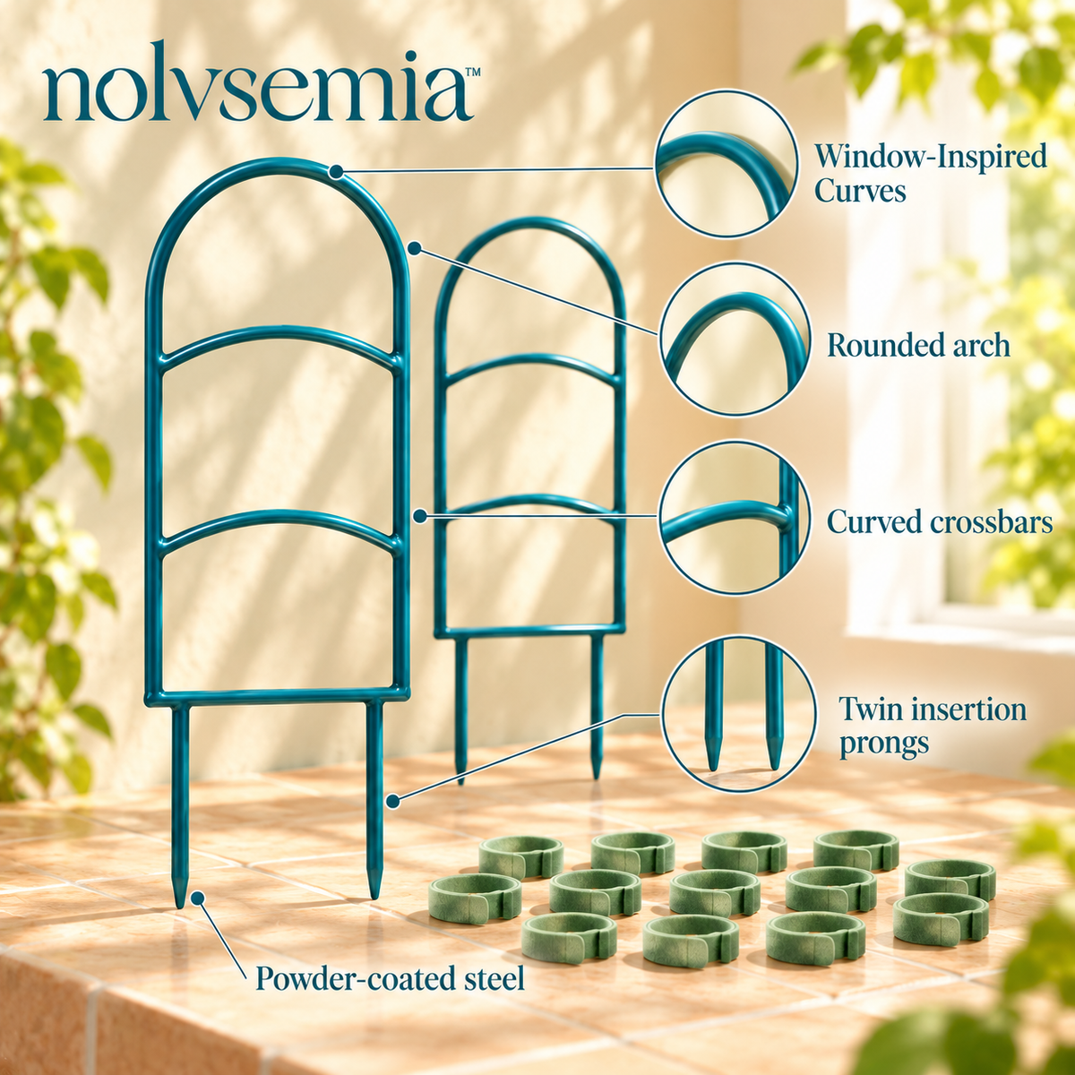nolvsemia™ Garden Window Indoor Plant Trellis Set — 2 Decorative Metal Supports for Hoya, Pothos & Small Climbing Plants
