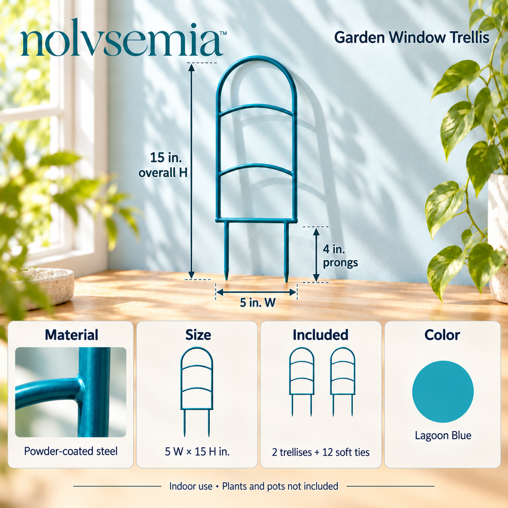 nolvsemia™ Garden Window Indoor Plant Trellis Set — 2 Decorative Metal Supports for Hoya, Pothos & Small Climbing Plants