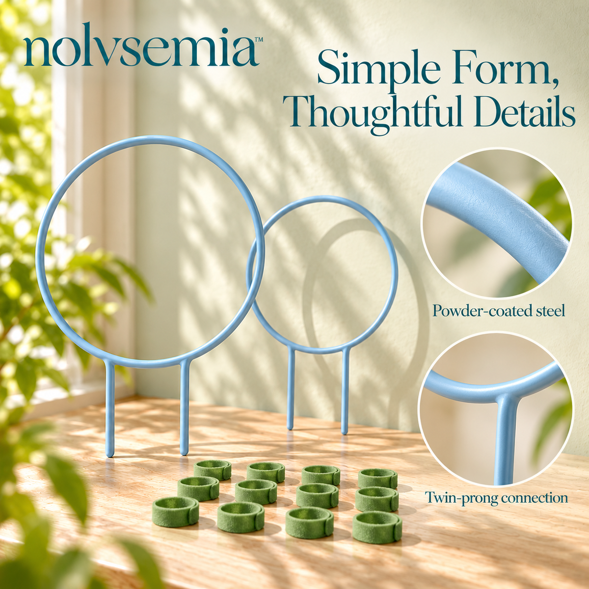 nolvsemia™ Orbit Ring Plant Trellis Set — 2 Round Metal Supports for Indoor Hoya & Vining Houseplants