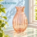 nolvsemia™ Petal Rim Ribbed Glass Vase — Small Scalloped Flower Vase for Fresh Stems & Dining Table Centerpieces