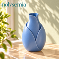 nolvsemia™ Folded Petal Ceramic Bud Vase — Small Sculptural Flower Vase for Bookshelf, Console & Mantel Decor