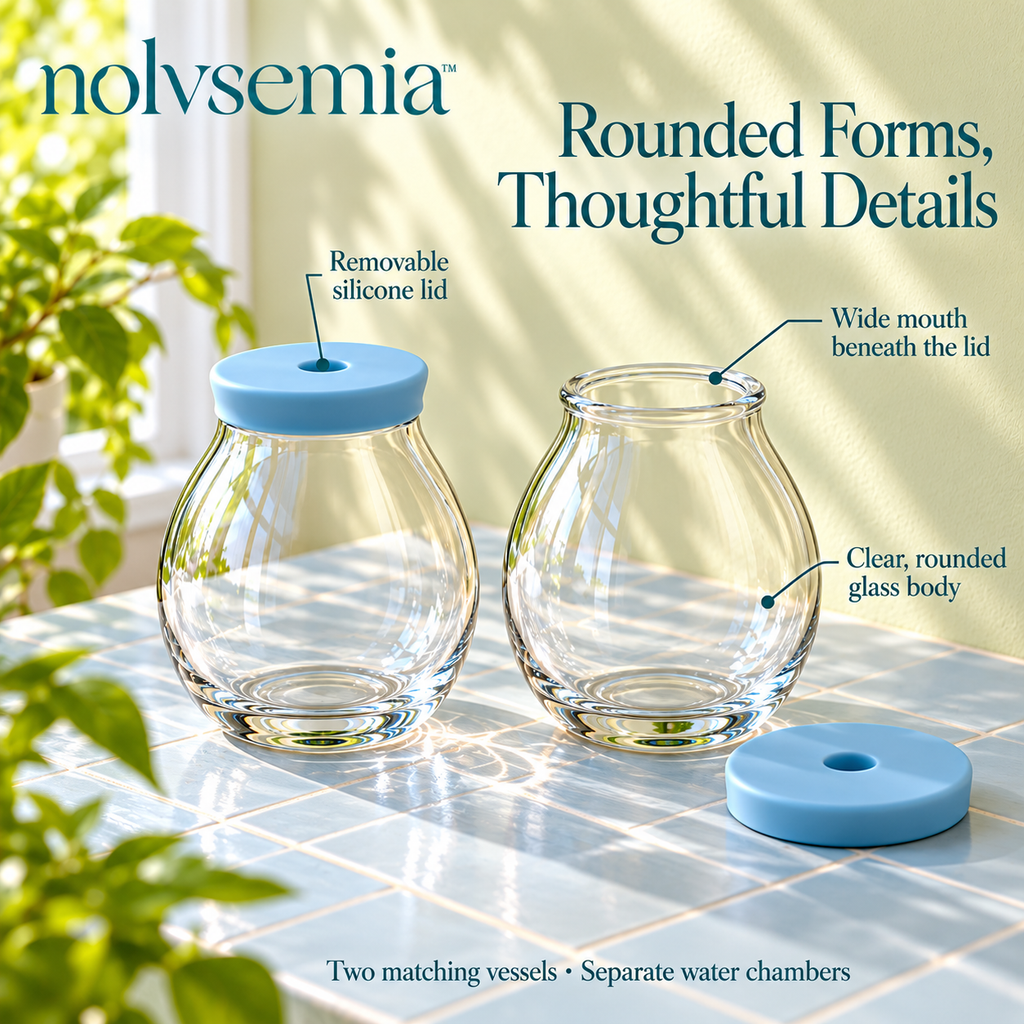 nolvsemia™ Pebble Glass Propagation Vase Set — 2 Plant Cutting Jars with Removable Stem-Support Lids